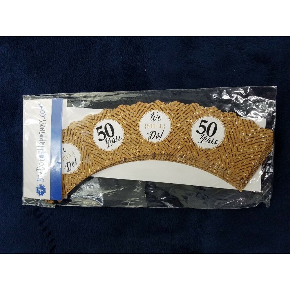 50 years wedding anniversary we still do cupcake wrappers one package gold